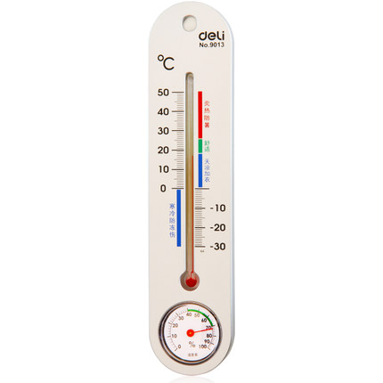 得力(deli) 9013(银)室内外温湿度计